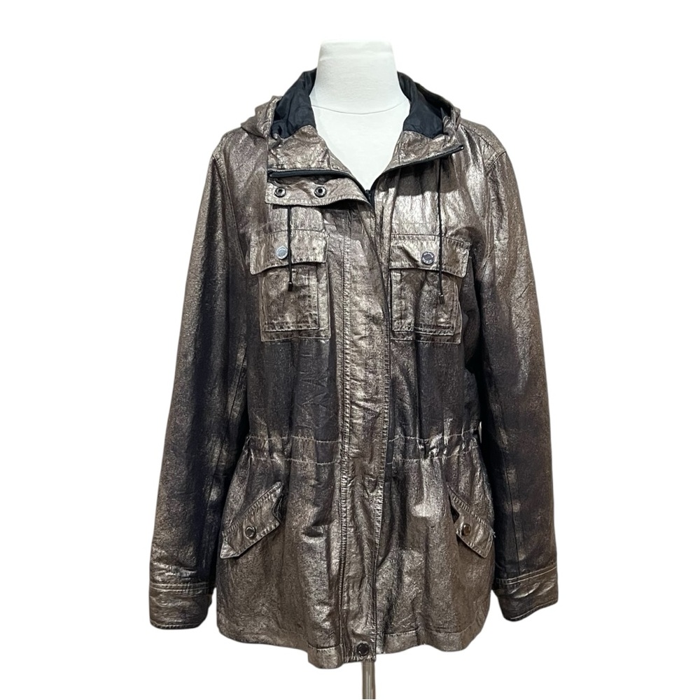 Calvin Klein Metallic Rose Gold Hooded Windbreaker Jacket Size XL